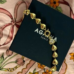 Heavy Gold Plated Heart Necklace Agatha Paris bought in Paris last summer